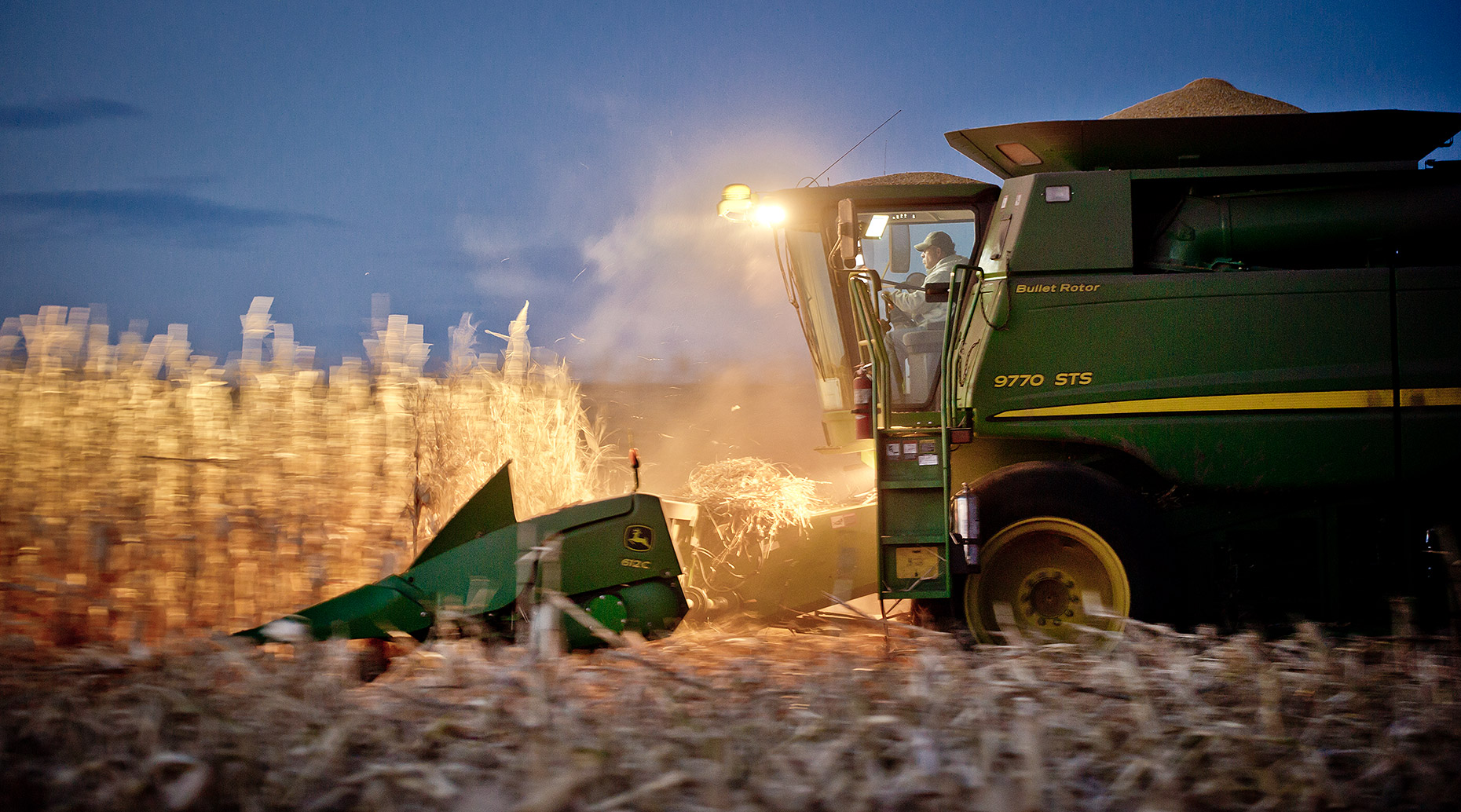 Combining Corn at Dusk Photograph