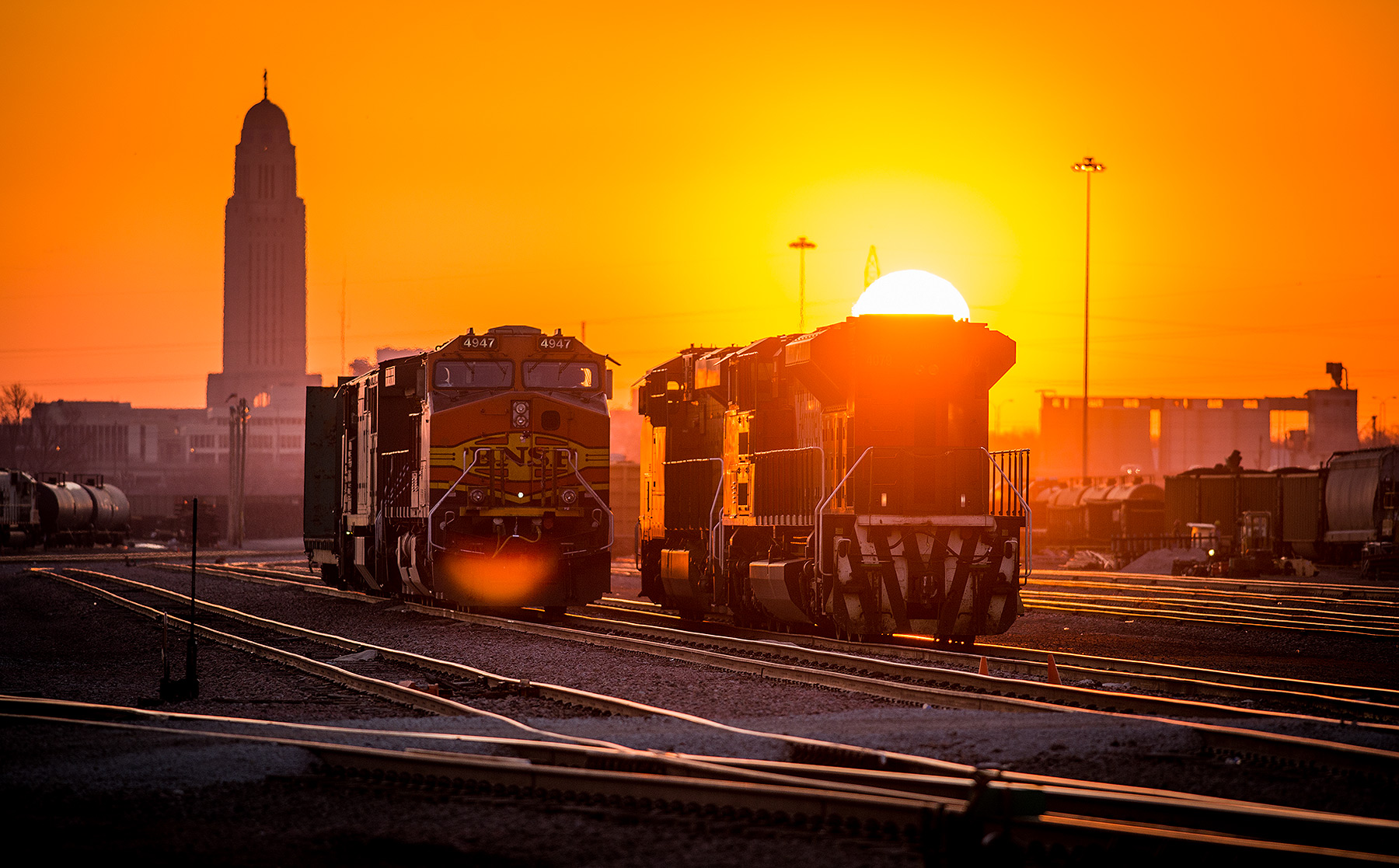 Trains at Sunrise Photograph
