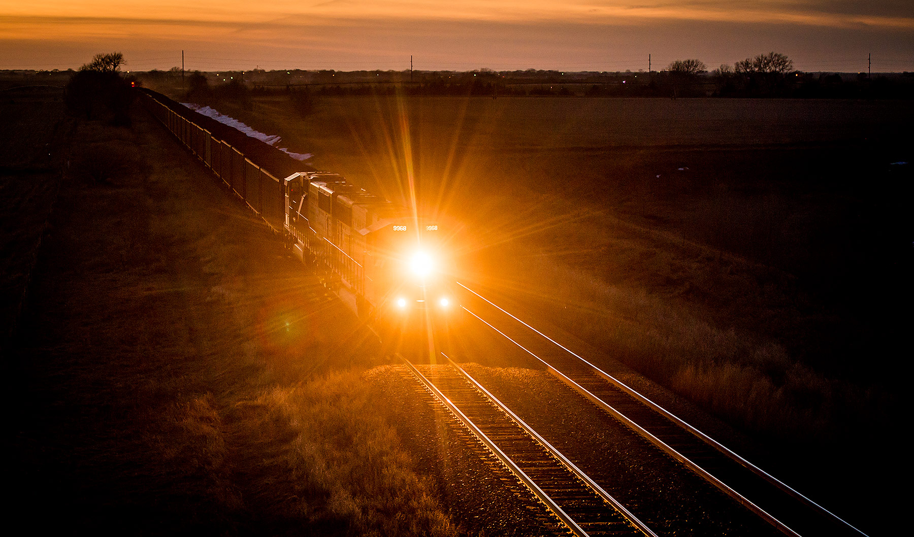 Train Headlight at Night