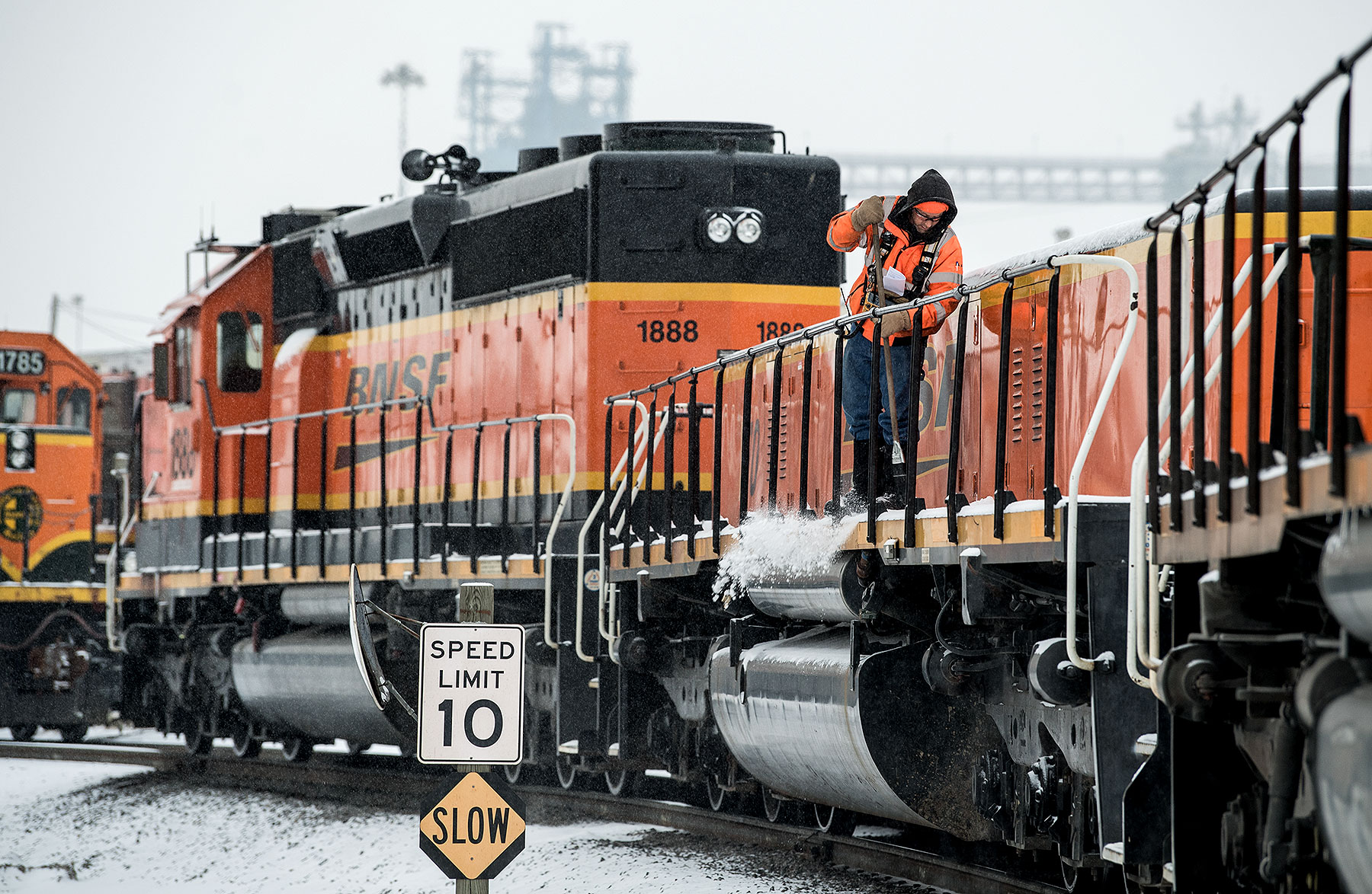 Train Engines in Snow Photo