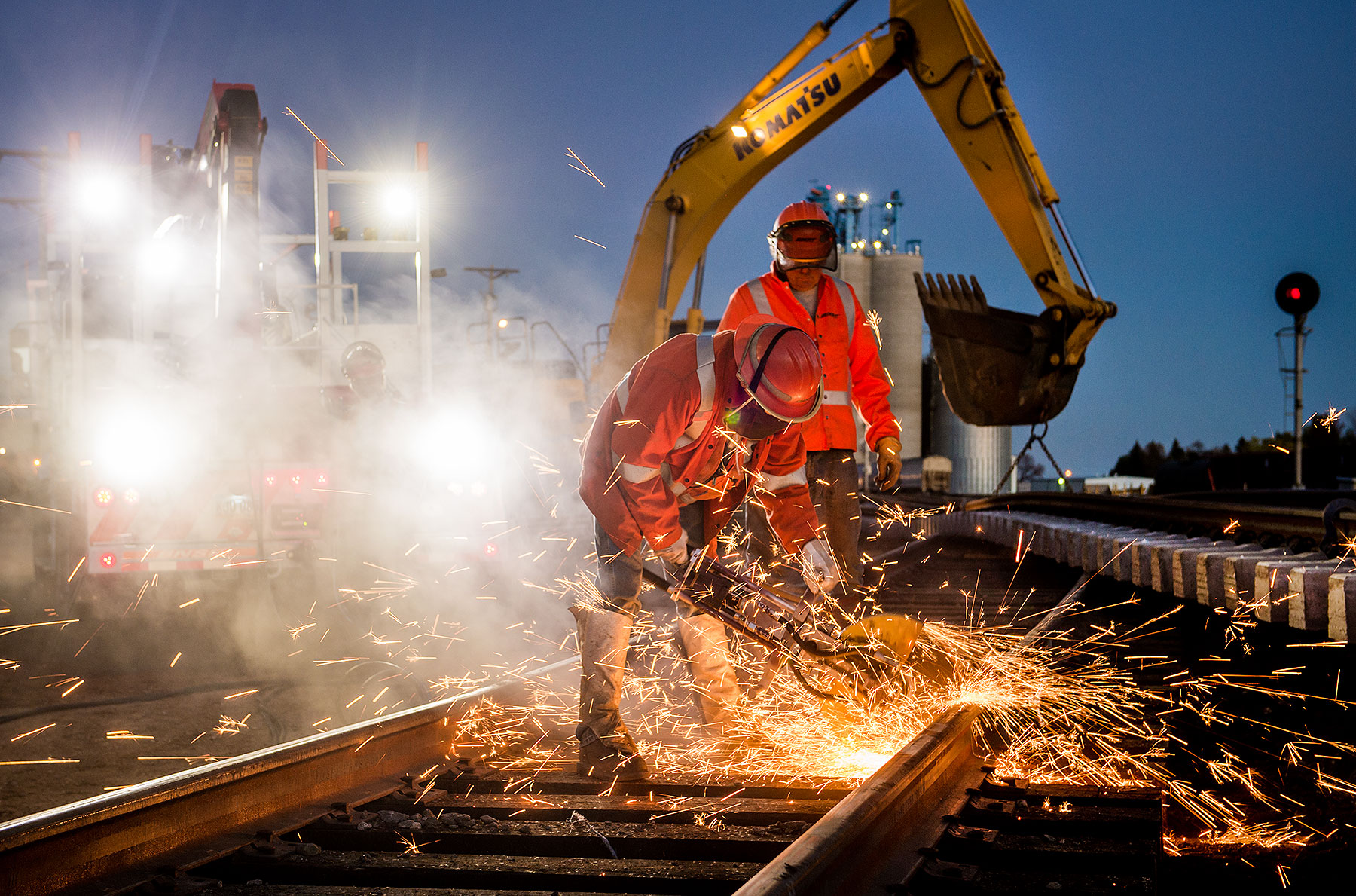Cutting Rails at Night