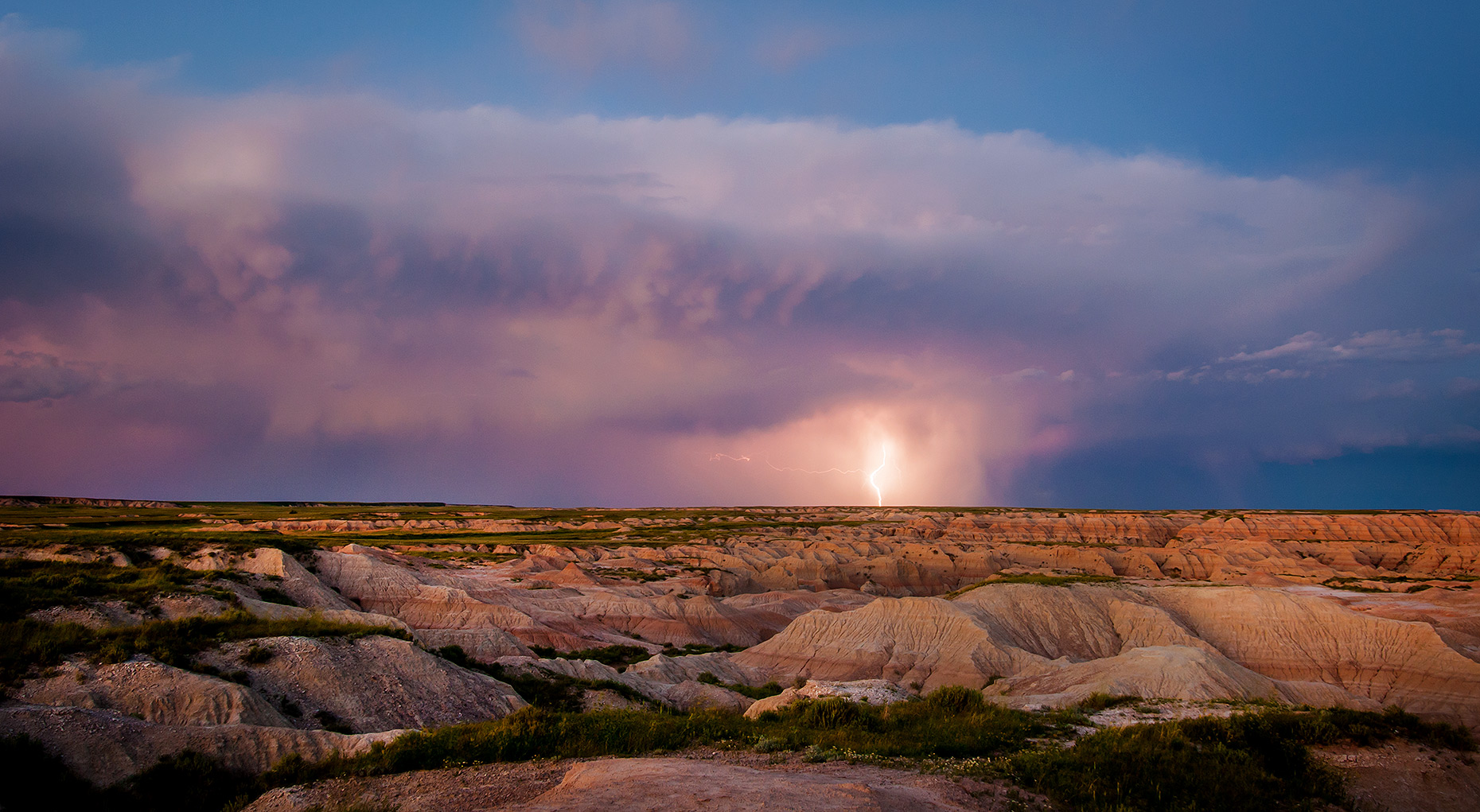 Lightning in the Badlands Photo