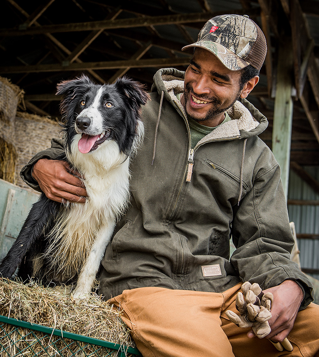 Farmer with Border Collie Photo