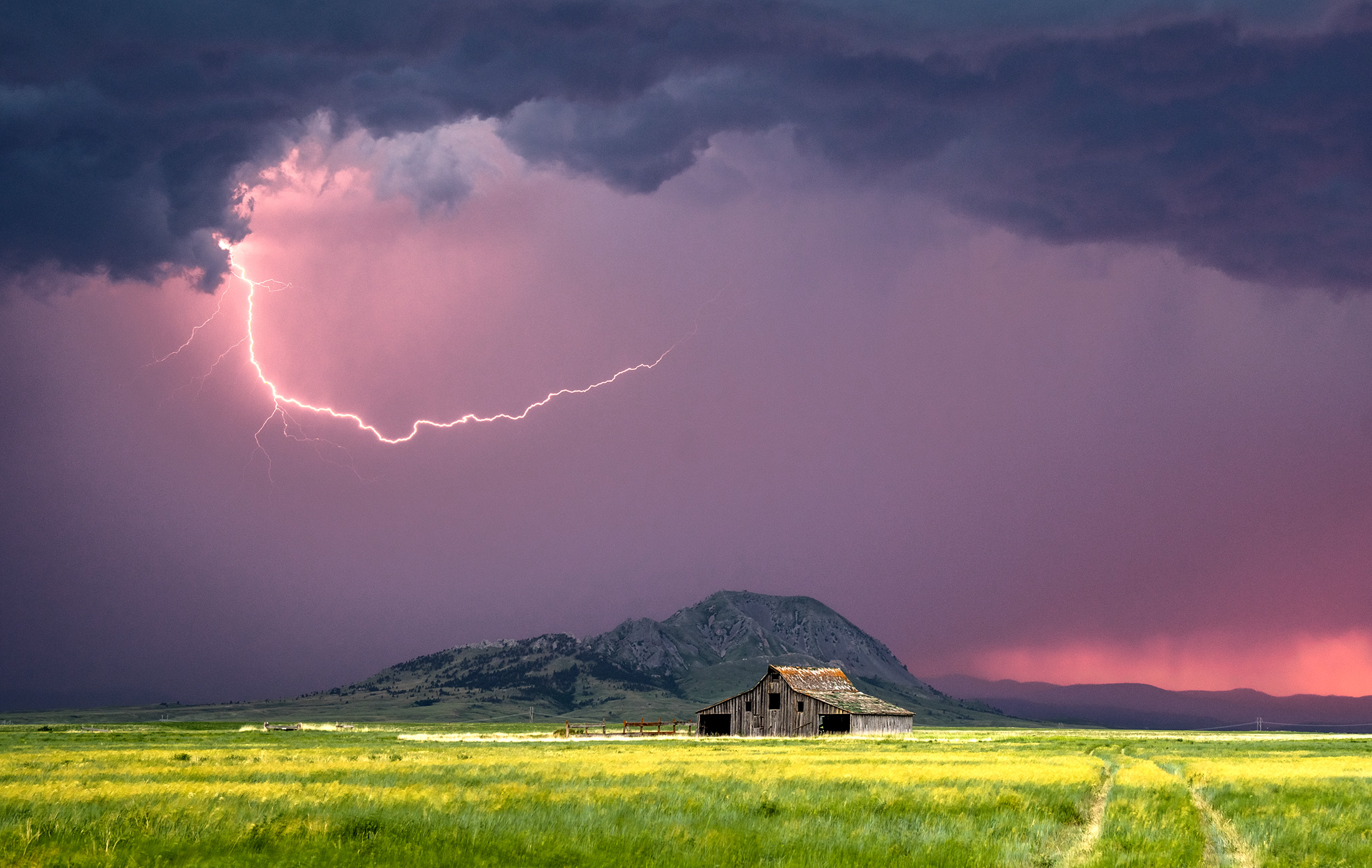 Lightning over Bear Butte