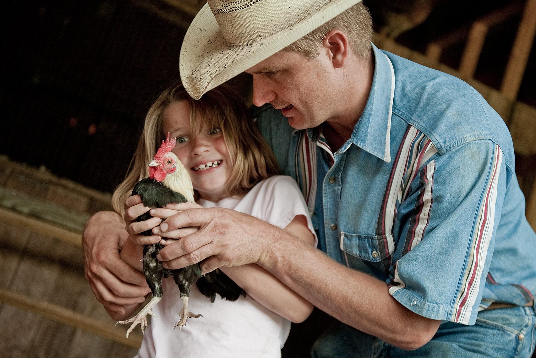 Father and Daughter and Chicken