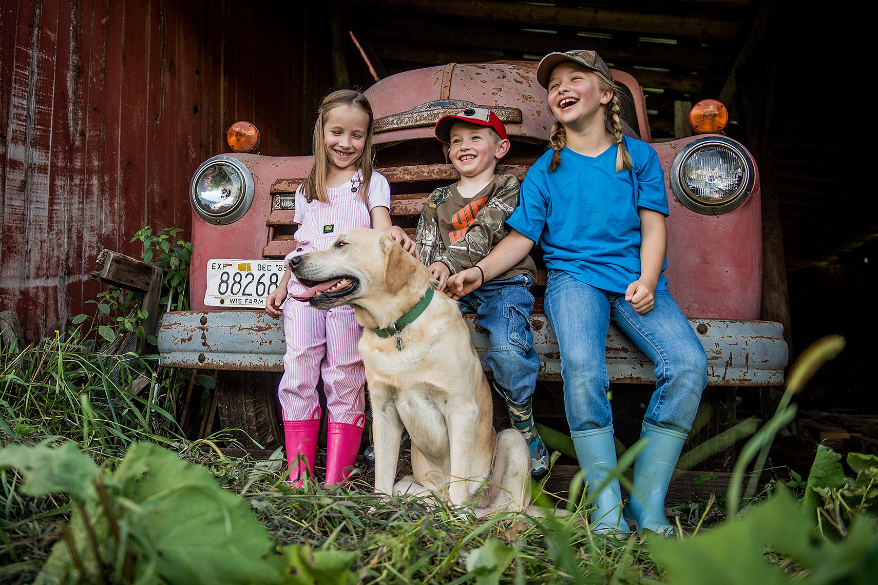Kids and Farm Dog Photograph